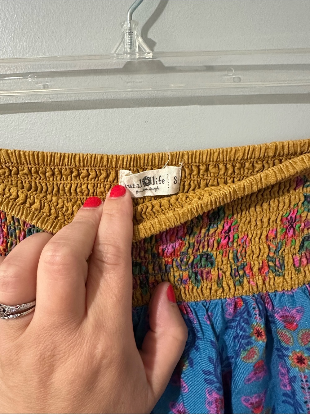 NATURAL LIFE Multicolor Tiered Maxi Skirt with Blue, Pink, Yellow & Cream Panels - Picture 2 of 4